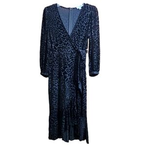 Calvin Klein womens velvet cheetah print maxi dress size 10 medium black